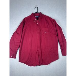 Chaps Ralph Lauren Shirt Mens XL Red Long Sleeve Button Down Pocket‎ Embroidered